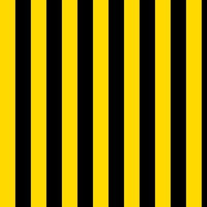 Awning Stripe Pattern Vertical in Black on School Bus Yellow