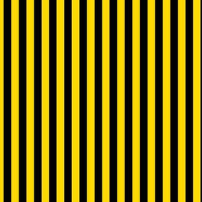 Bengal Stripe Pattern Vertical in Black on School Bus Yellow