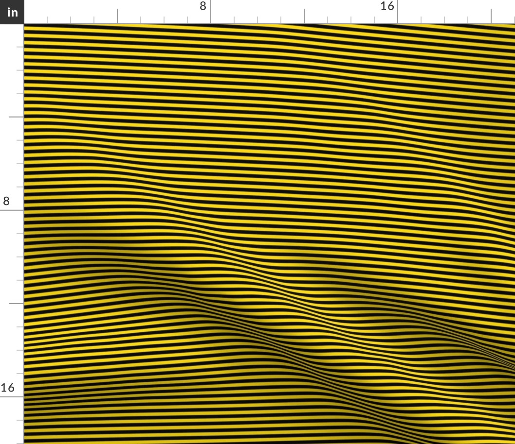 Small Bengal Stripe Pattern Horizontal in Black on School Bus Yellow