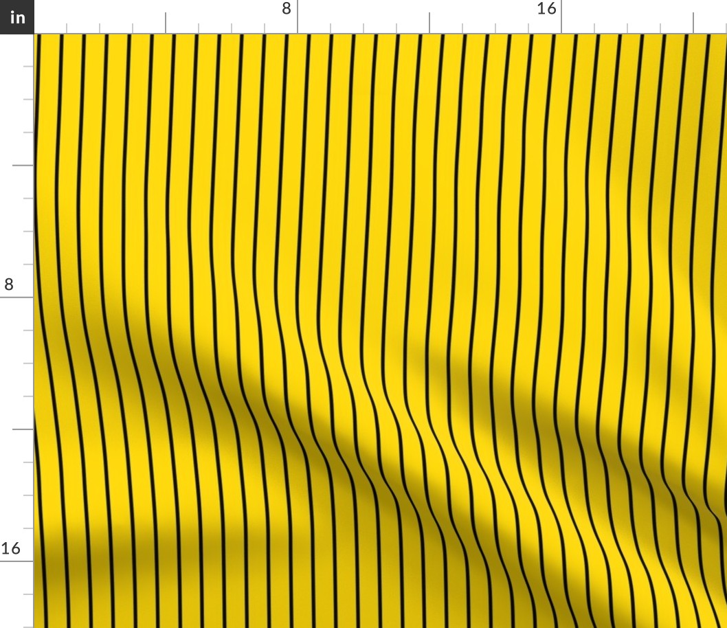 Pin Stripe Pattern Vertical in Black on School Bus Yellow