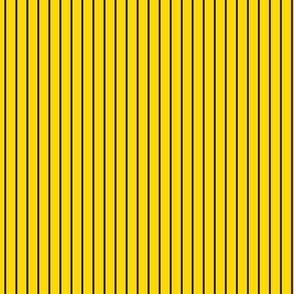 Small Pin Stripe Pattern Vertical in Black on School Bus Yellow