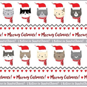 santa claws cat fairisle red/greys