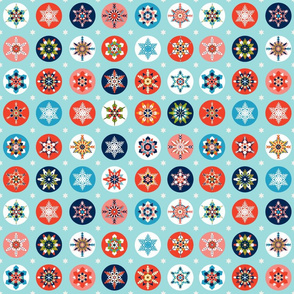 Christmas Snowflakes Red Light Blue