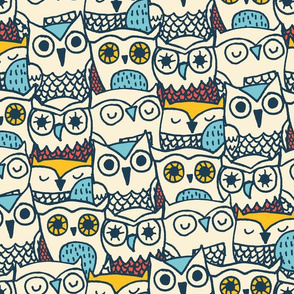 owl faces with pop color