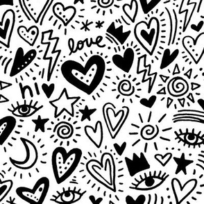 heart graffiti in black and white