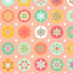 Christmas Snowflakes Peach & Mint