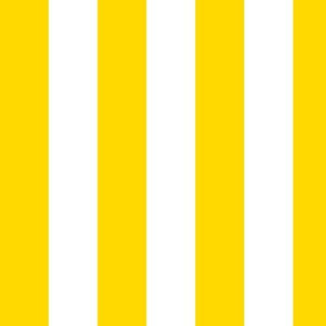 Large Awning Stripe Pattern Vertical in White on School Bus Yellow