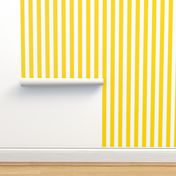 Awning Stripe Pattern Vertical in White on School Bus Yellow