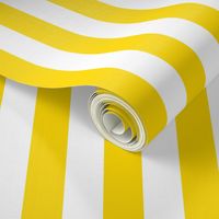 Awning Stripe Pattern Vertical in White on School Bus Yellow