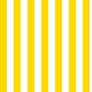 Awning Stripe Pattern Vertical in White on School Bus Yellow