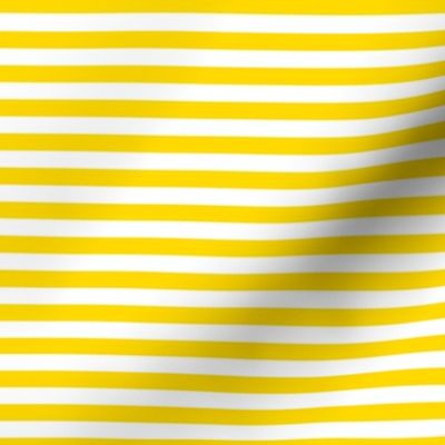 Bengal Stripe Pattern Horizontal in White on School Bus Yellow