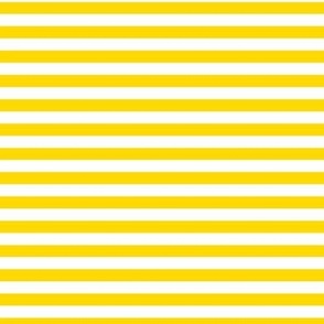 Bengal Stripe Pattern Horizontal in White on School Bus Yellow