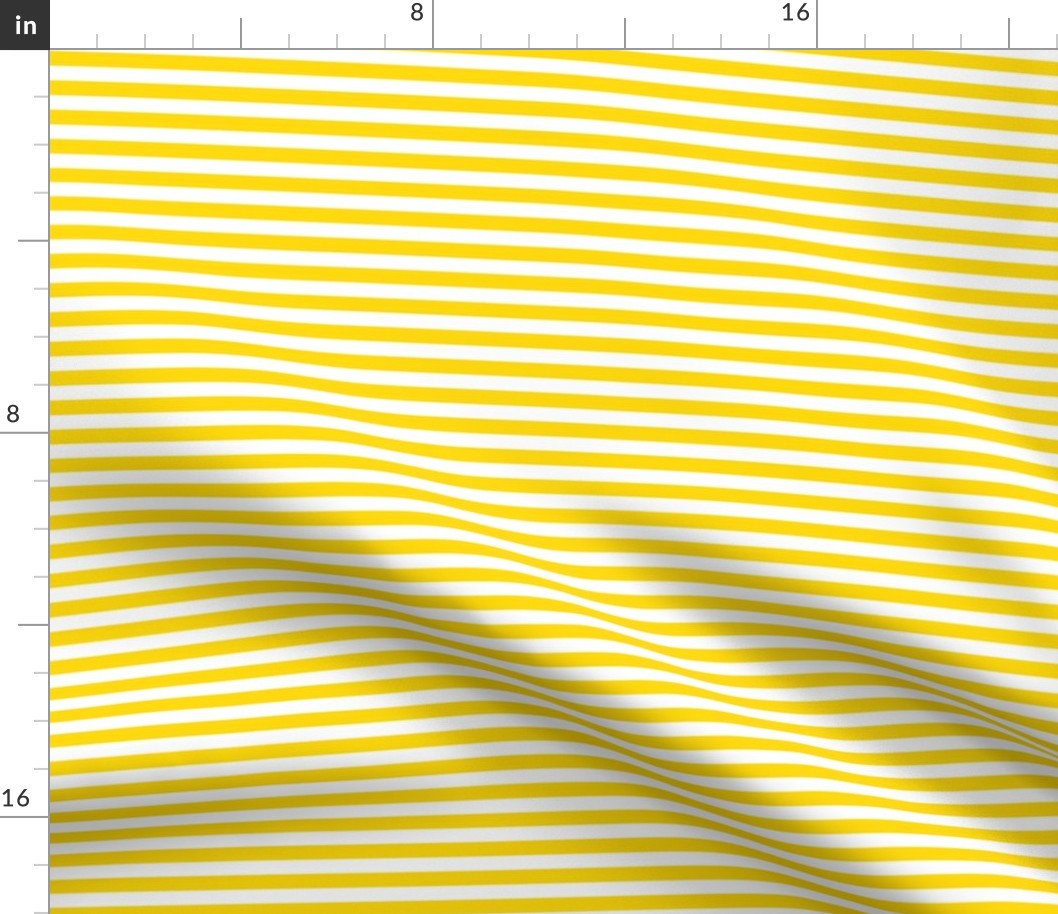 Bengal Stripe Pattern Horizontal in White on School Bus Yellow