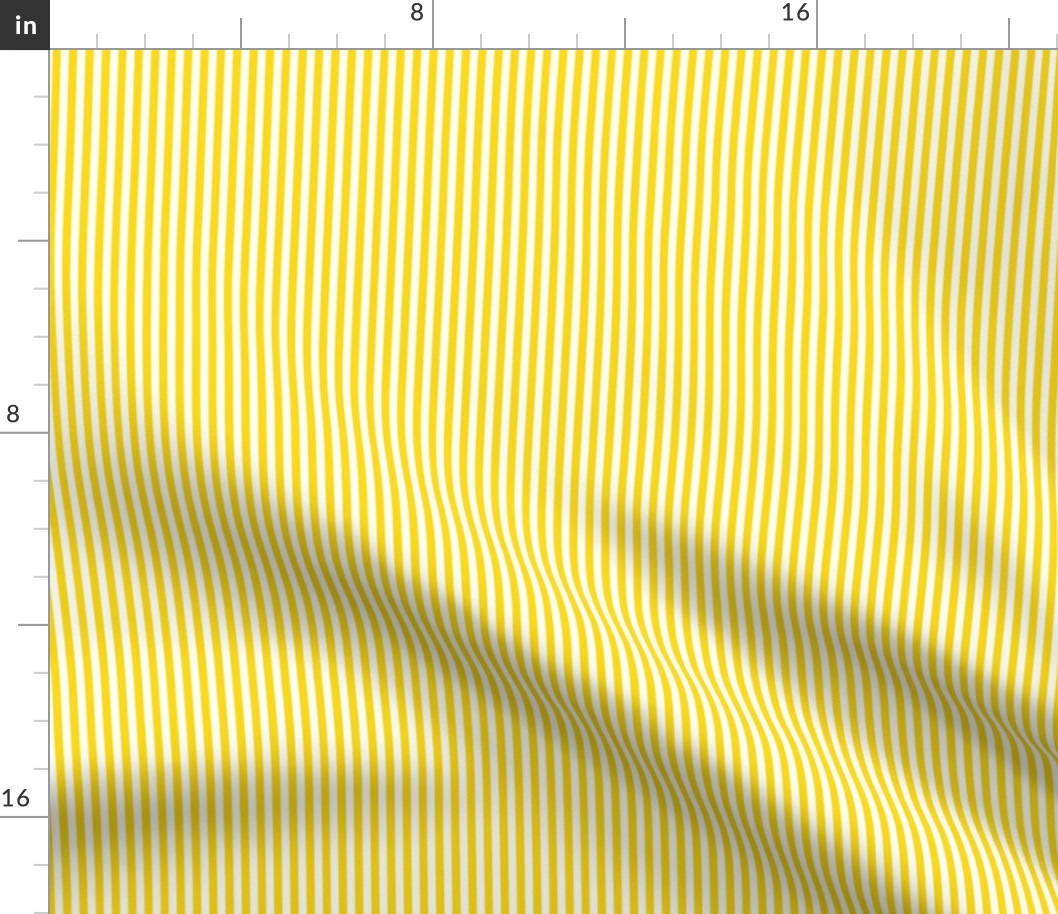 Small Bengal Stripe Pattern Vertical in White on School Bus Yellow