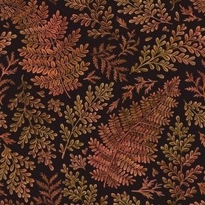 Autumnal ferns (small scale), moody fall pattern