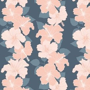 Hibiscus Garlands S - Nude and Blue