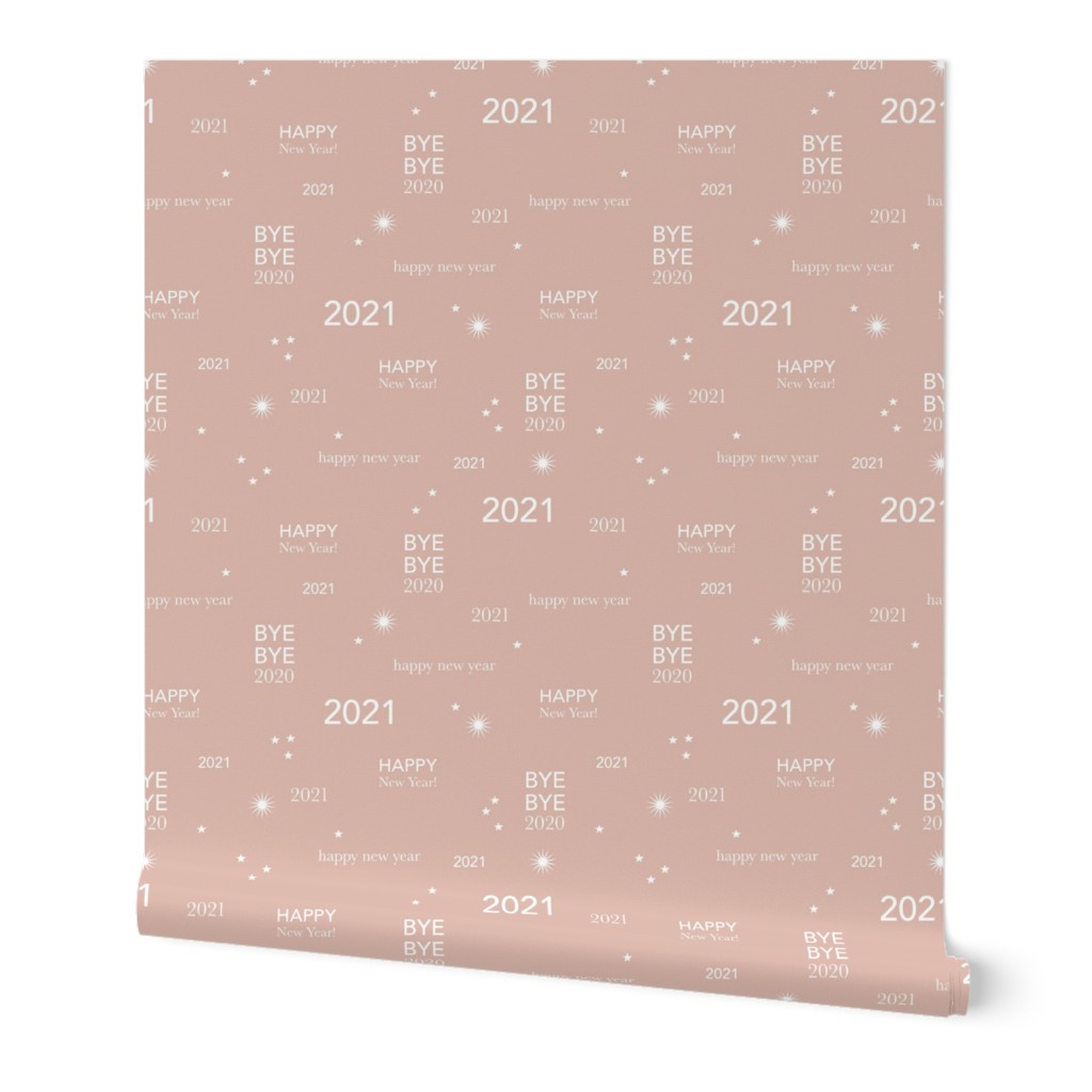 Happy new year 2021 - exit 2020 typography abstract minimalist text design soft coral blush beige white