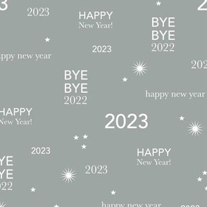Happy new year 2023 - typography abstract minimalist text design moody green gray