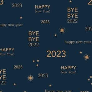 Happy new year 2023 - typography abstract minimalist text design navy blue lilac