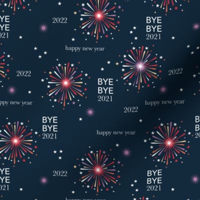 Happy new year 2021 fireworks - exit 2020 typography abstract minimalist text design navy blue red orange red 