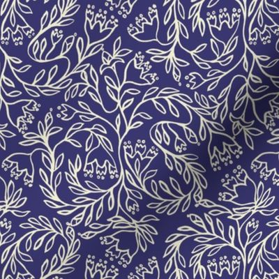 Medieval floral block print purple