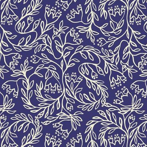 Medieval floral block print purple
