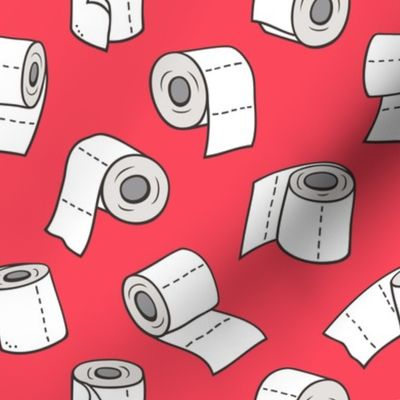 Trendy Toilet Paper Tissue Rolls on Red