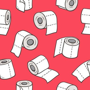 Trendy Toilet Paper Tissue Rolls on Red