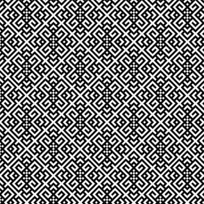 Structural Waves - Makosh - Slavic Geometric Rhombic White Black Folk Motive Ornament - Small