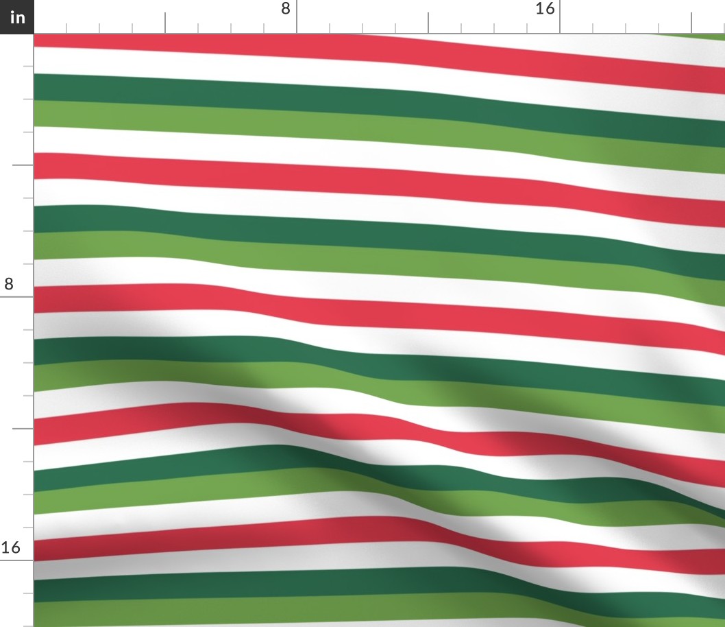 Red White and Green Christmas Stripes