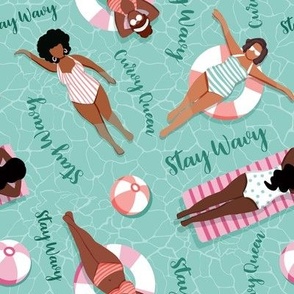 African American girls pool party - curvy girls