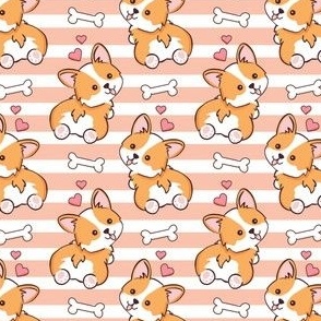 cute kawaii corgi with peach stripes