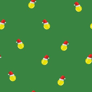 Christmas Tennis with Santa hats- Green Background