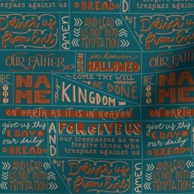 Our Father Prayer on Deep Teal