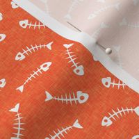 fish bones - orange - fun cat fabric - LAD20