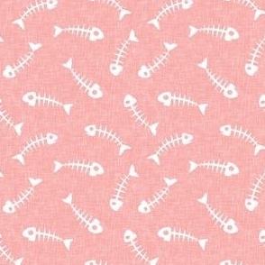fish bones - pink - fun cat fabric - LAD20