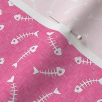 fish bones - hot pink - fun cat fabric - LAD20