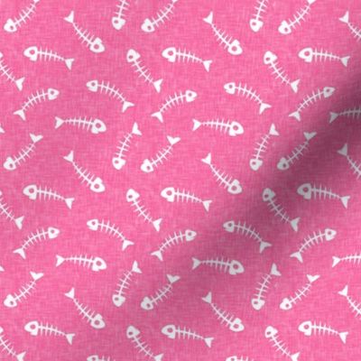 fish bones - hot pink - fun cat fabric - LAD20