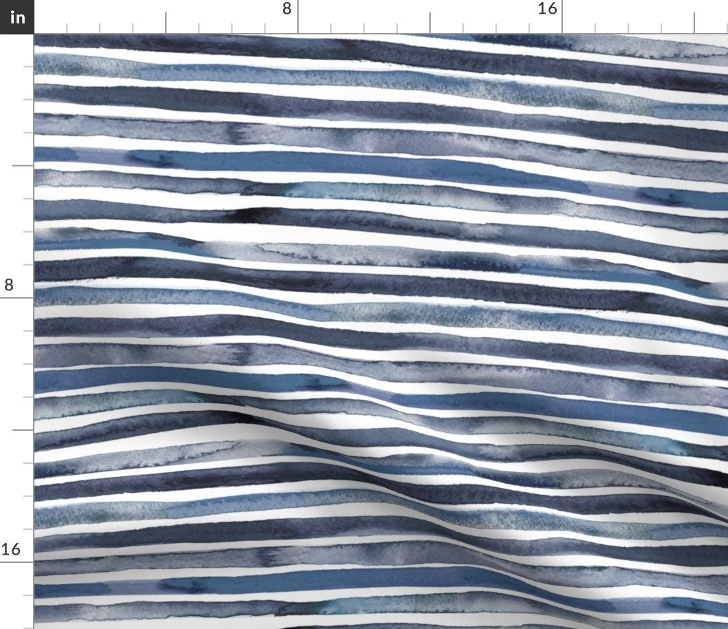 Blue Stripes Watercolor Stripes Blue Medium Blue