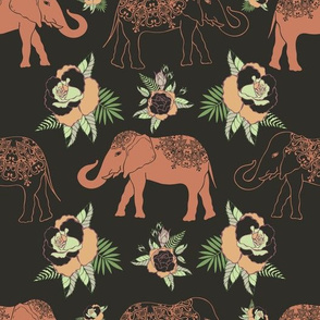 Elephants and flowers