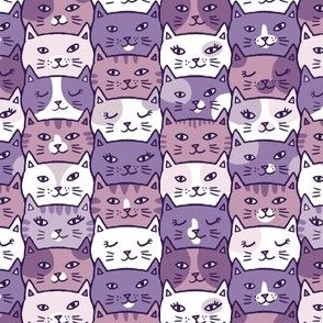 cat heads in lilac/purples (small)