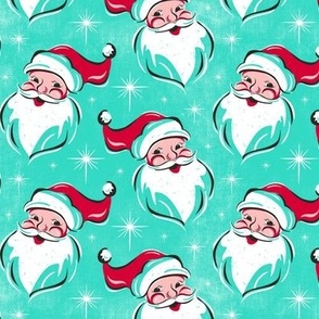 'Tis The Season Retro Santa - Christmas Aqua Multi - Regular Scale