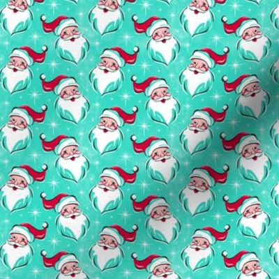 'Tis The Season Retro Santa - Christmas Aqua Multi - Small Scale