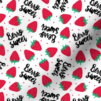 berry sweet strawberries - strawberry valentines - red on white - LAD20