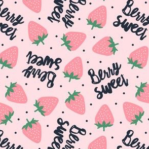 berry sweet strawberries - strawberry valentines - pink on pink with navy - LAD20