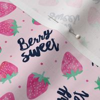 berry sweet strawberries - strawberry valentines - pink watercolor on pink - LAD20