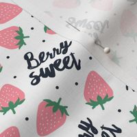 berry sweet strawberries - strawberry valentines - pink on white - LAD20