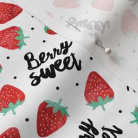 berry sweet strawberries - strawberry valentines - red watercolor on white - LAD20