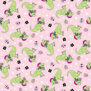 Pink T-Rex Gift Giving, large