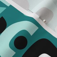 Mid Century Modern Retro Shapes // Teal, Turquoise, Black and White